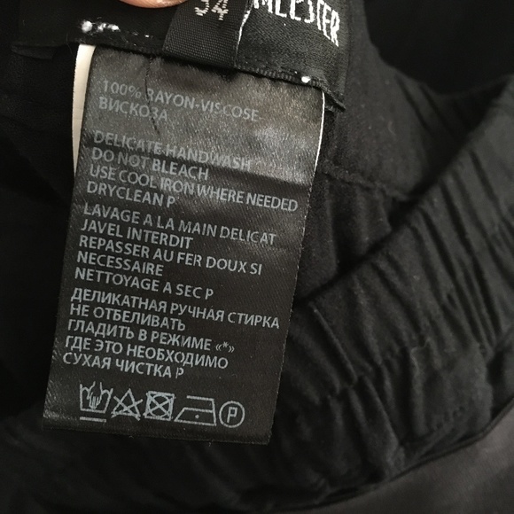 ANN DEMEULEMEESTER Black Wide Slit Leg Drapey Viscose Pants 34 - Picture 7 of 7